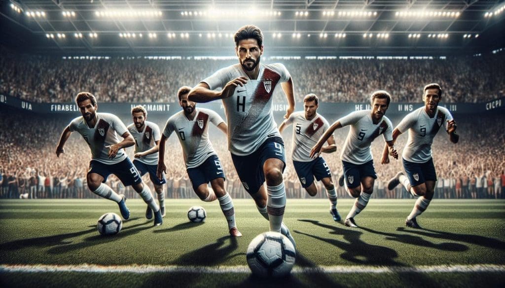 Joueur de football en I lors d'un match épique.