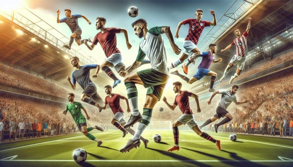 Joueur de football en K au cœur de l'action.