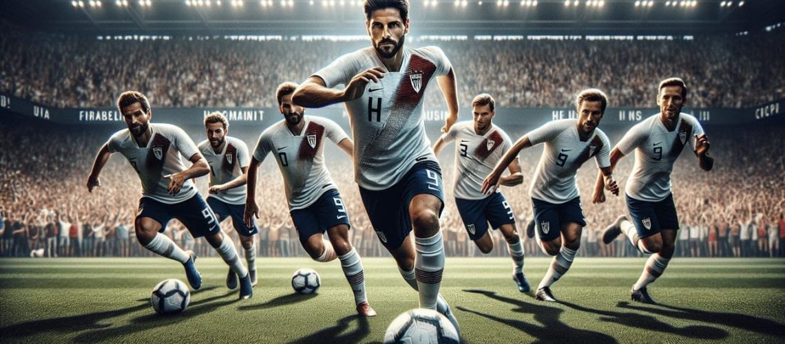 Joueur de football en I lors d'un match épique.