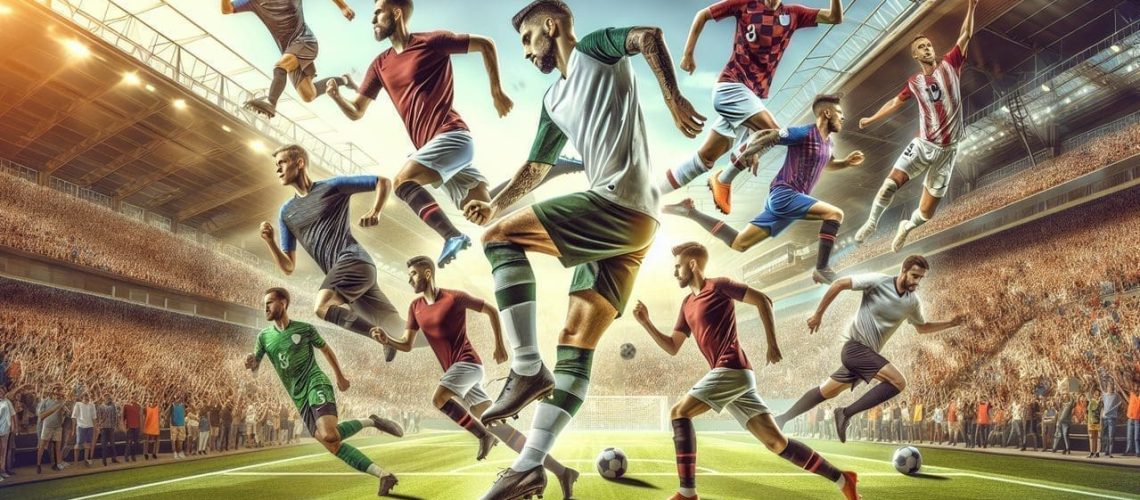 Joueur de football en K au cœur de l'action.
